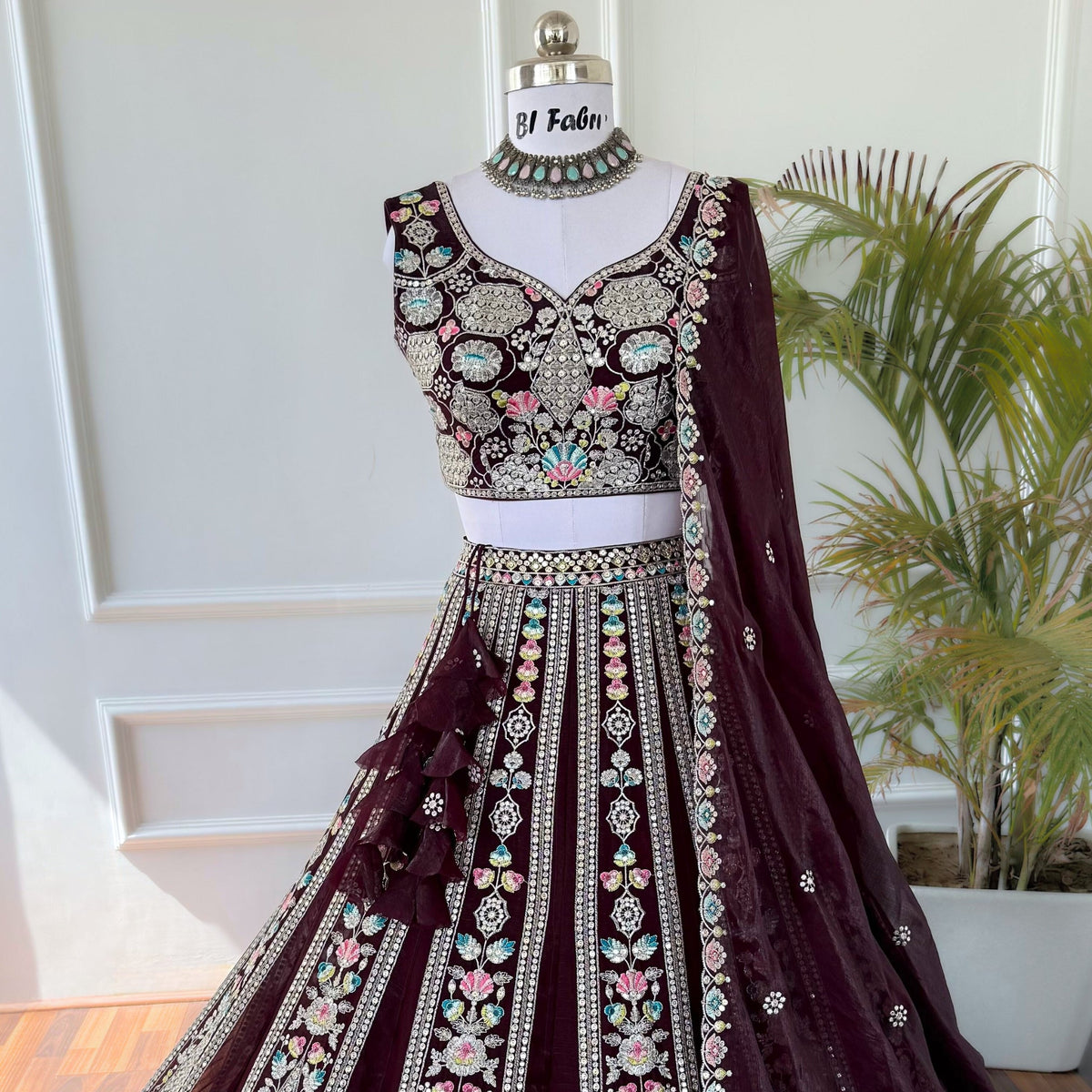 Maroon color Sequence Embroidery work Designer Lehenga Choli BL1534
