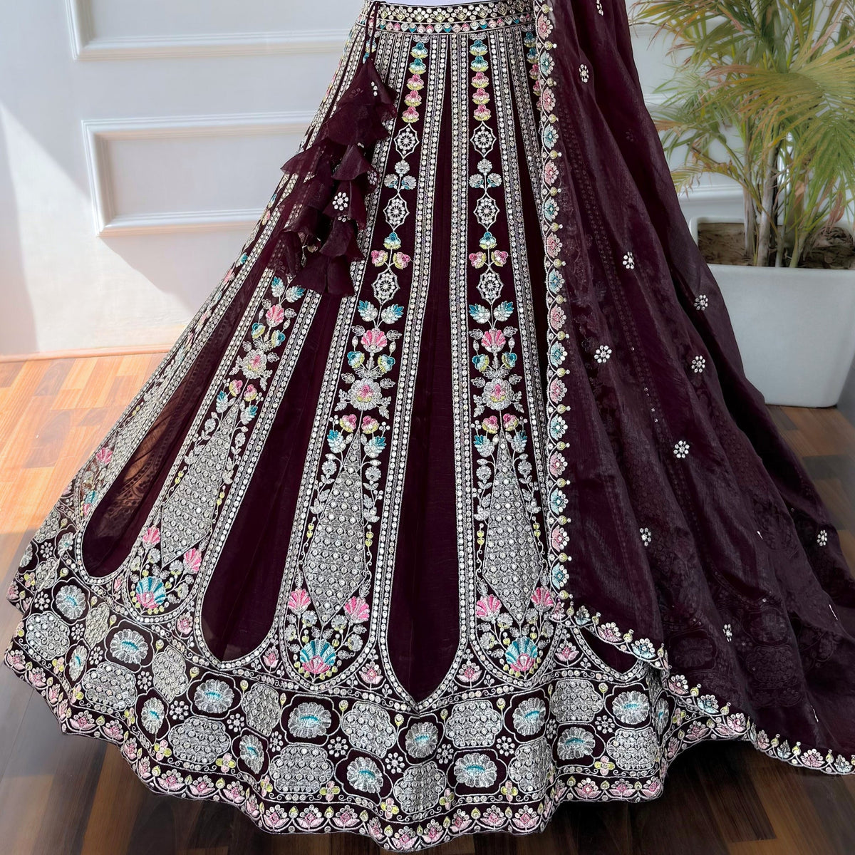 Maroon color Sequence Embroidery work Designer Lehenga Choli BL1534