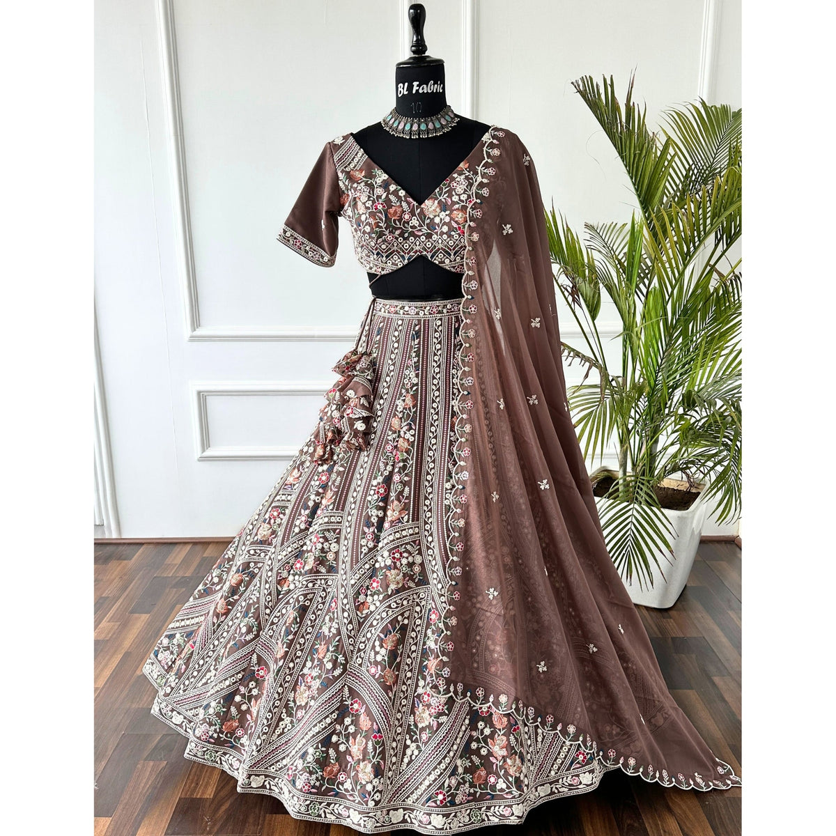 Brown color Sequence Embroidery work Designer Lehenga Choli for Wedding Function BL1444