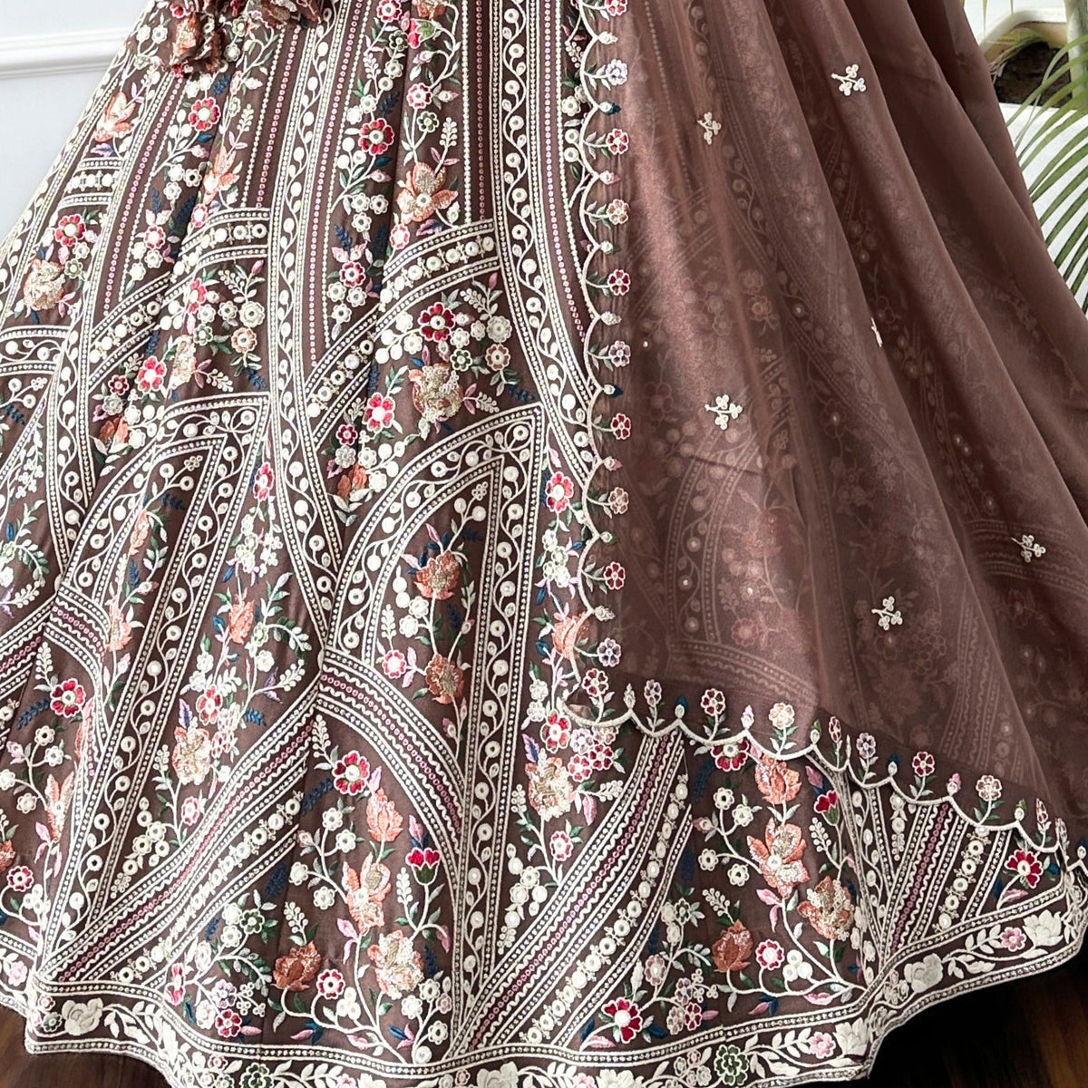 Brown color Sequence Embroidery work Designer Lehenga Choli for Wedding Function BL1444