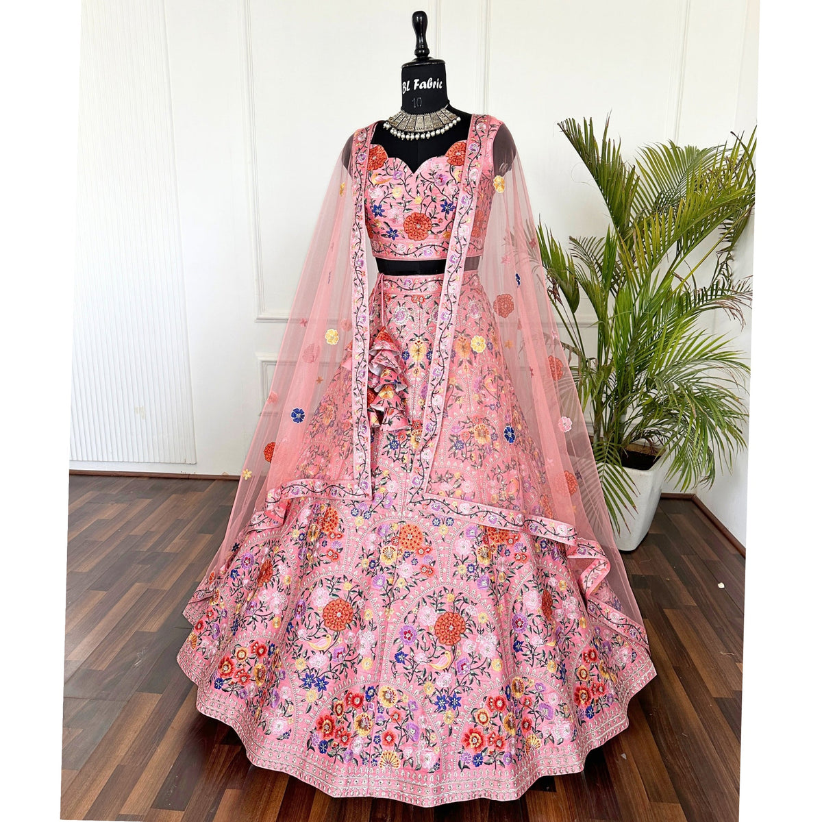 Light Pink color Designer Sequence Embroidery work Lehenga choli for Wedding Function BL1446