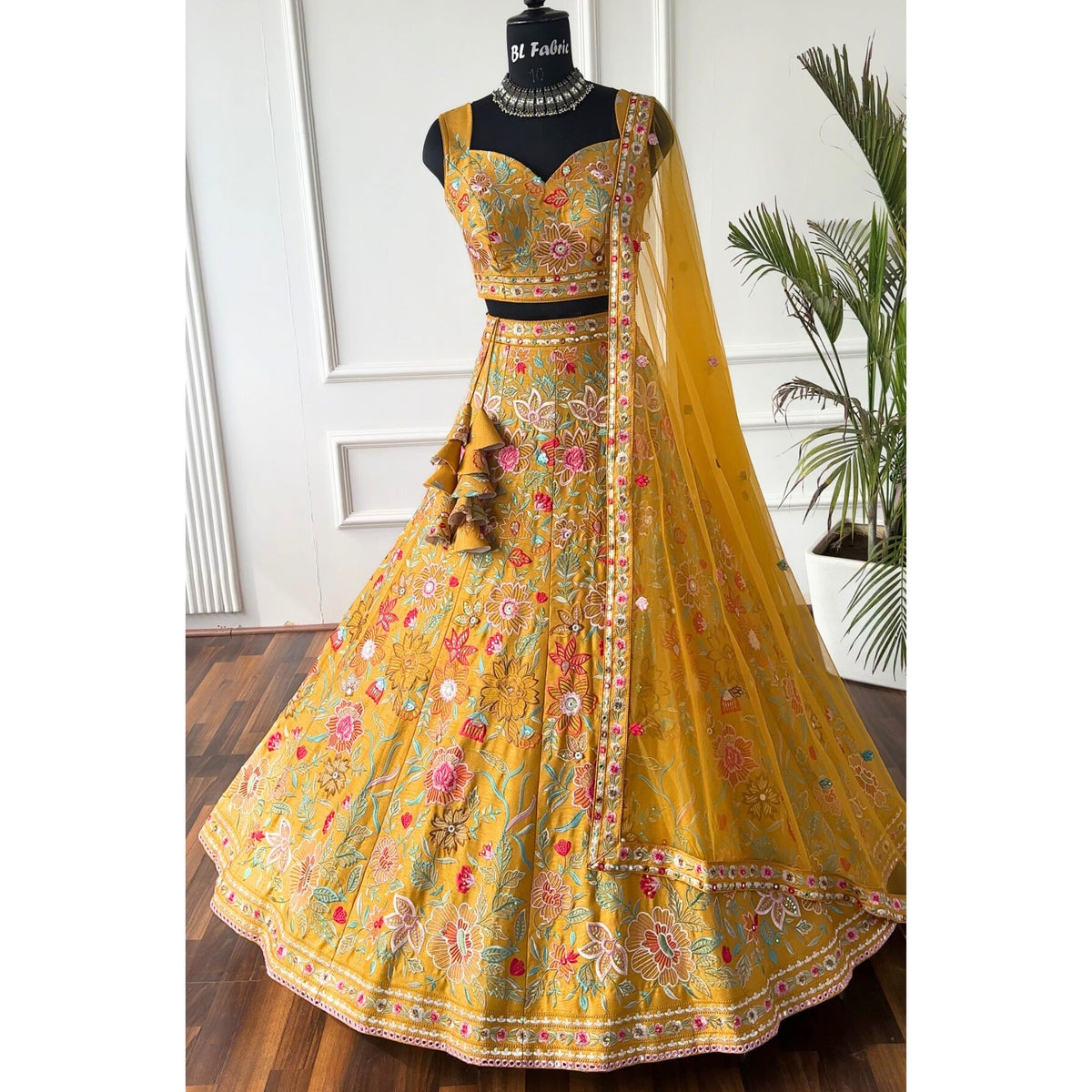 Yellow color Designer Sequence Embroidery work Lehenga choli for Wedding Function BL1445
