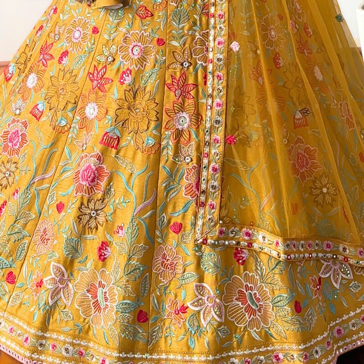 Yellow color Designer Sequence Embroidery work Lehenga choli for Wedding Function BL1445