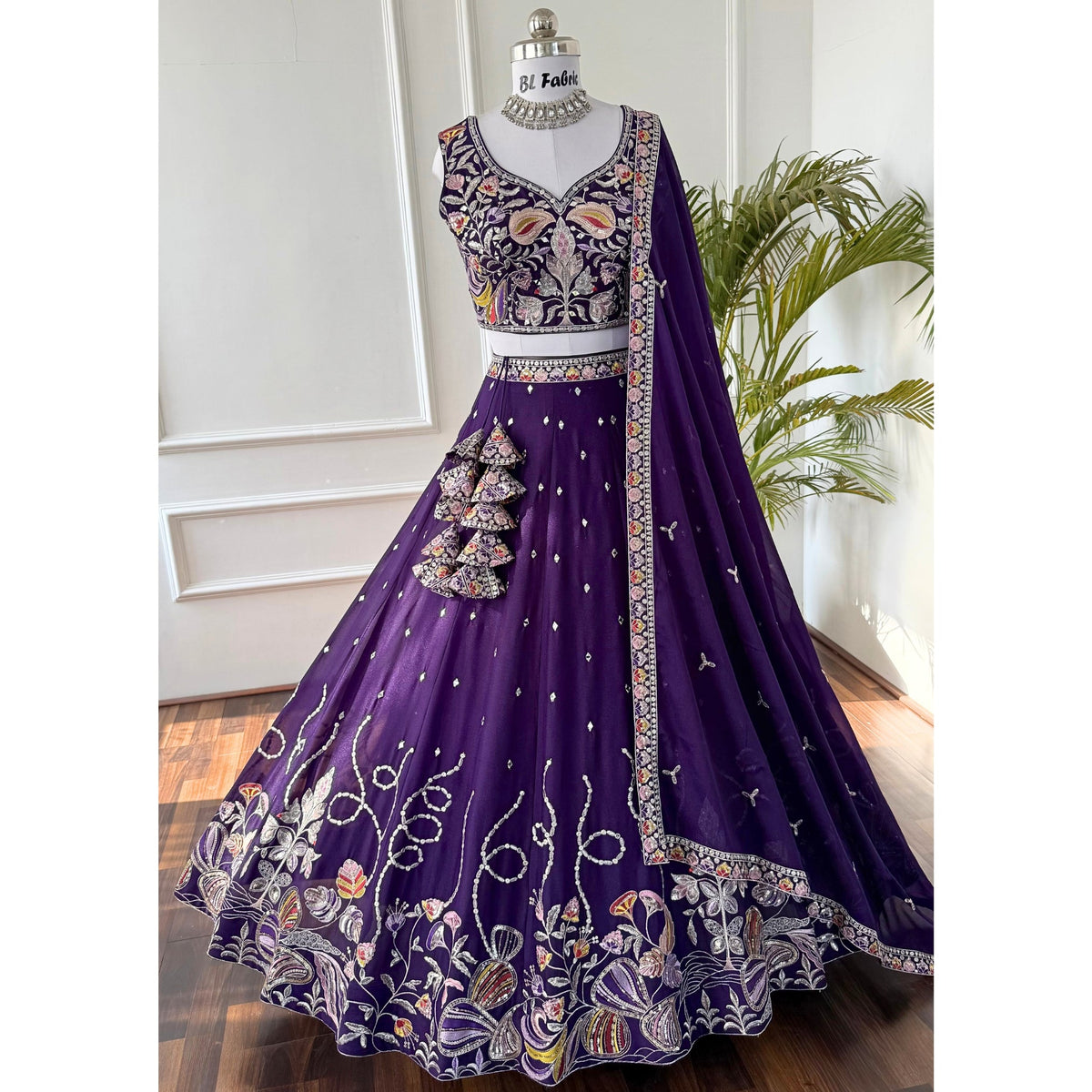 Purple color Real Mirror & Sequence Embroidery work Designer Lehenga Choli BL1543