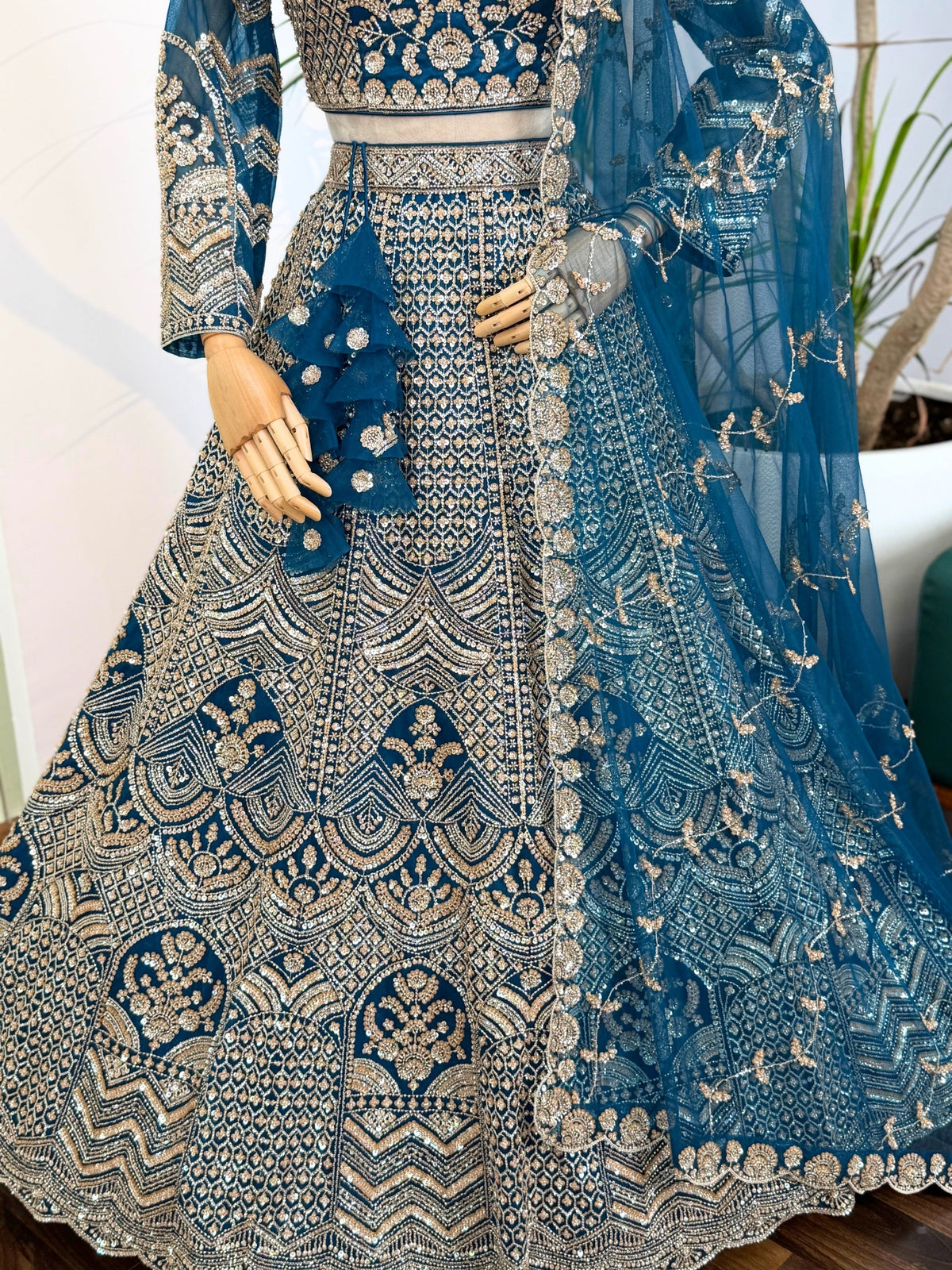 Firozi color Hand Embroidery work Designer Lehenga Choli for Wedding Function BL1612