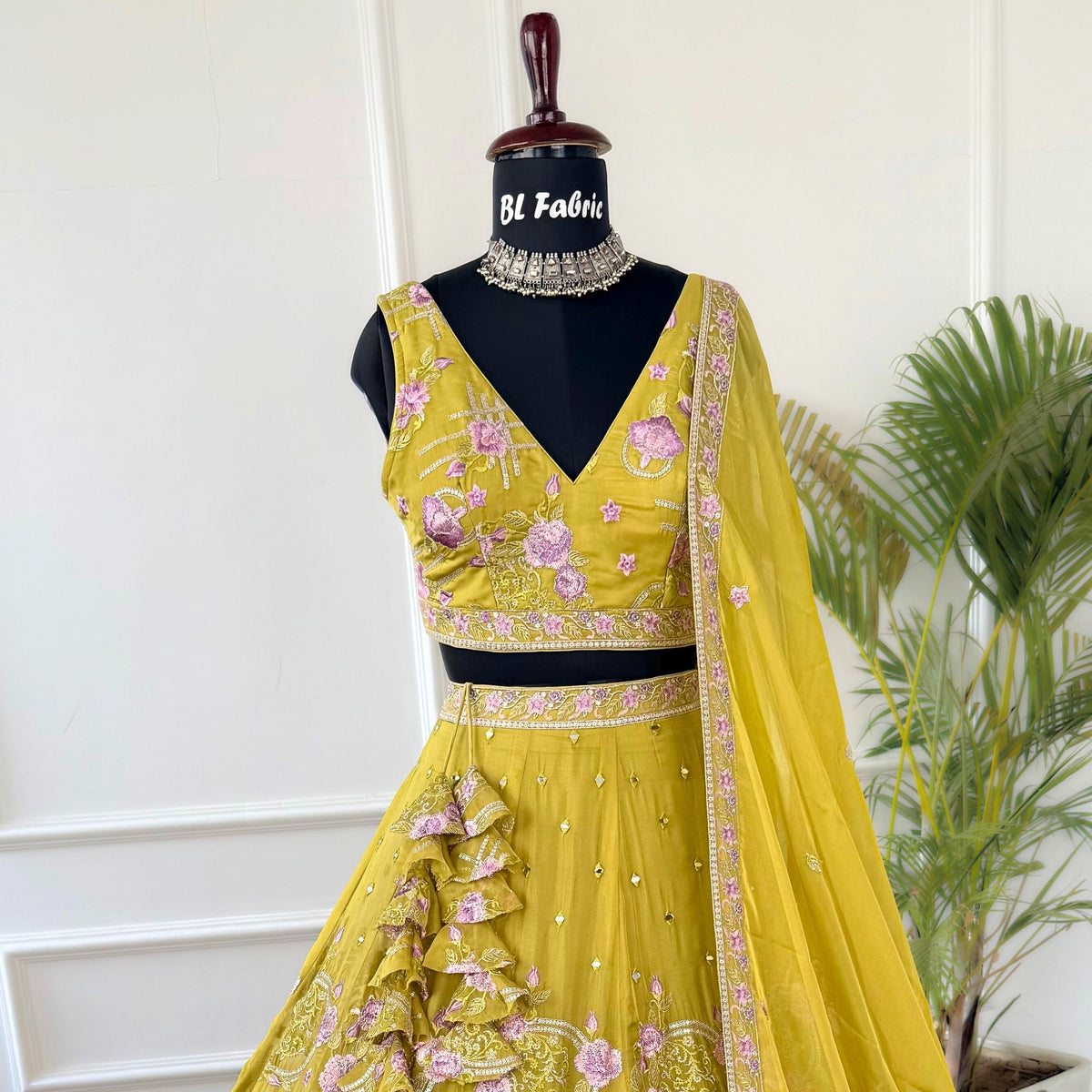 Yellow Lehenga color Zari Embroidery work Designer Lehenga Choli BL1545