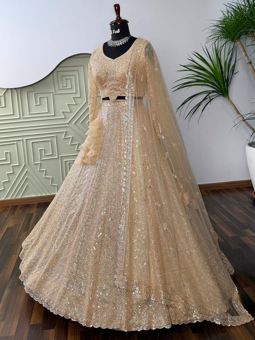 Golden color Hand Embroidery work Designer Lehenga Choli for Wedding Function BL1615