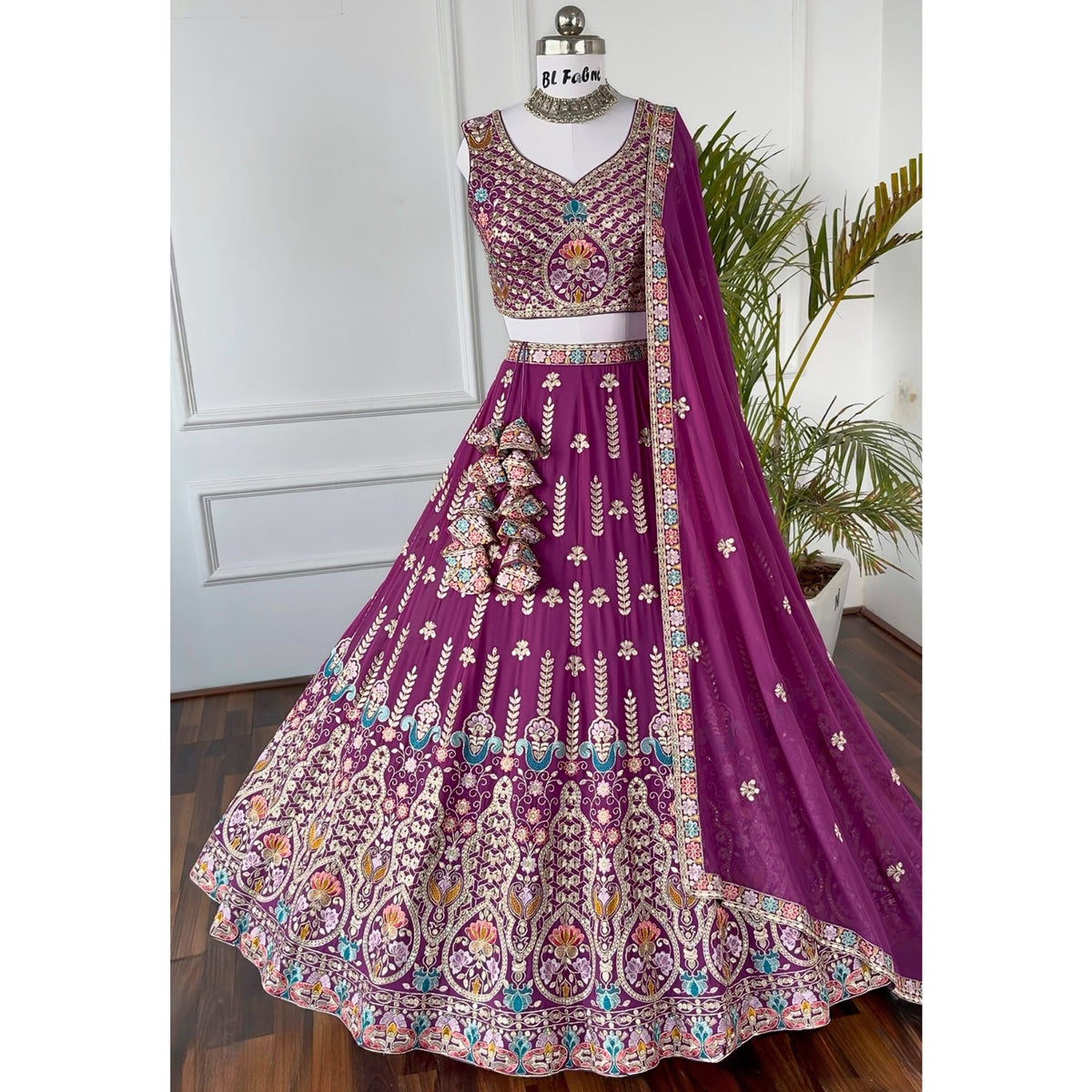 Purple color Zari & Thread Embroidery work Designer Lehenga Choli BL1548