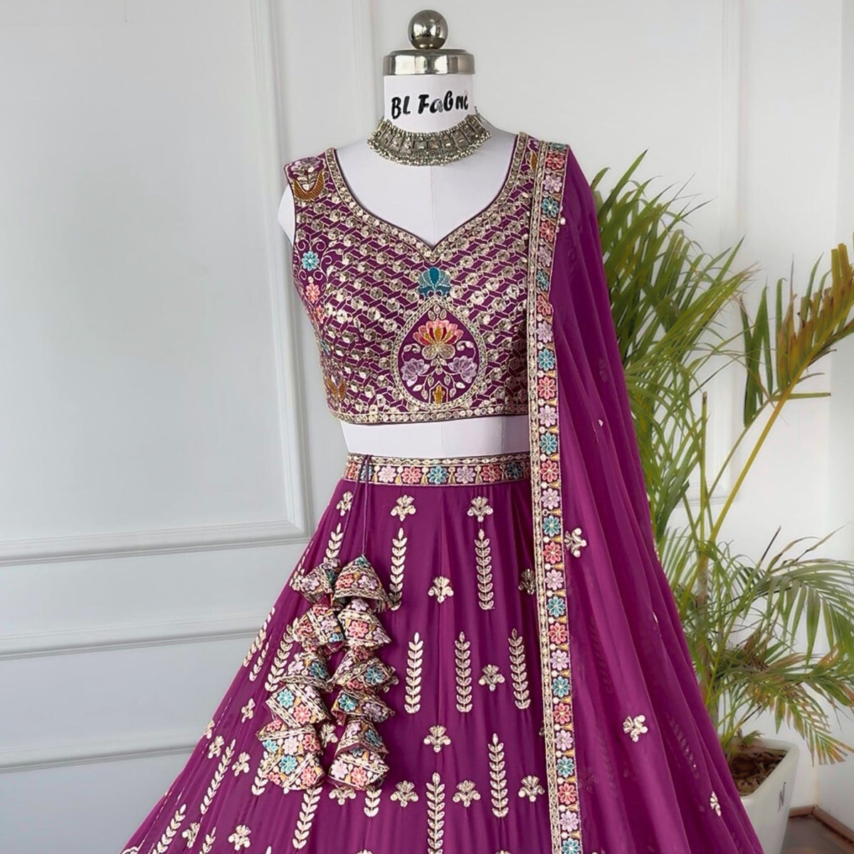 Purple color Zari & Thread Embroidery work Designer Lehenga Choli BL1548