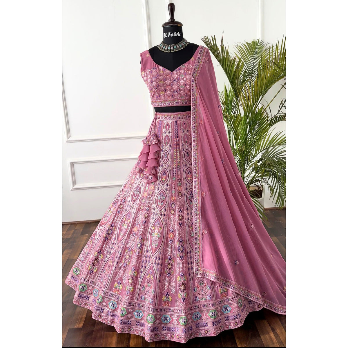 Light Pink color Sequence & Thread Embroidery work Designer Lehenga Choli for Any Function BL1451