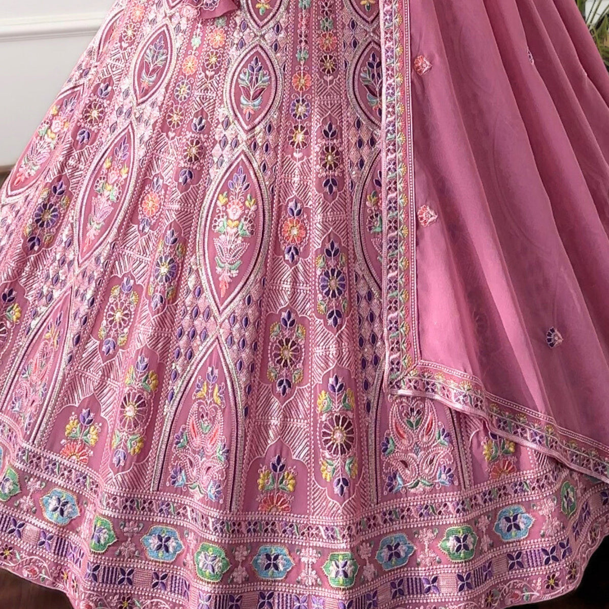 Light Pink color Sequence & Thread Embroidery work Designer Lehenga Choli for Any Function BL1451