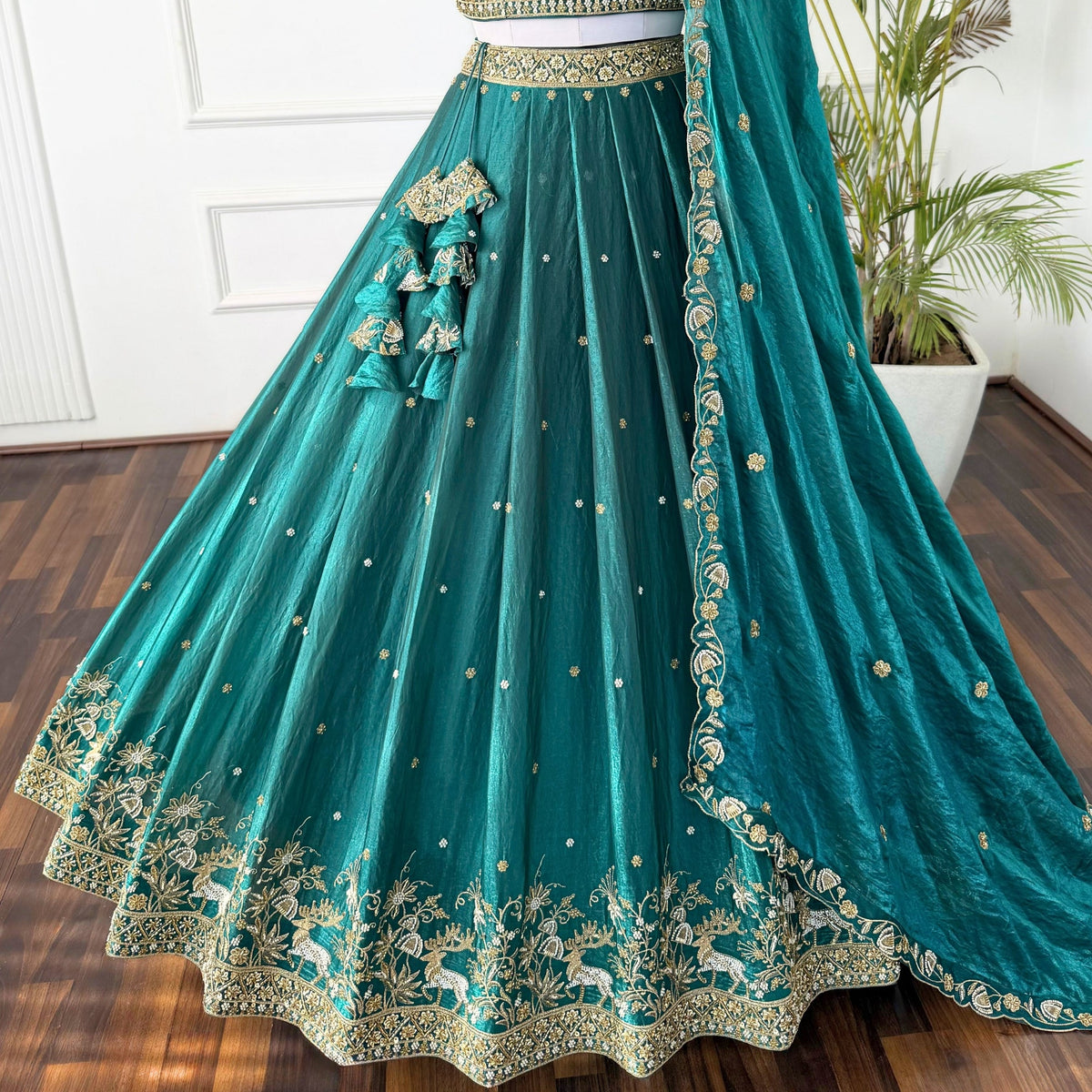 Mid Green color Hand Embroidery work Designer Lehenga Choli for Wedding Function BL1551