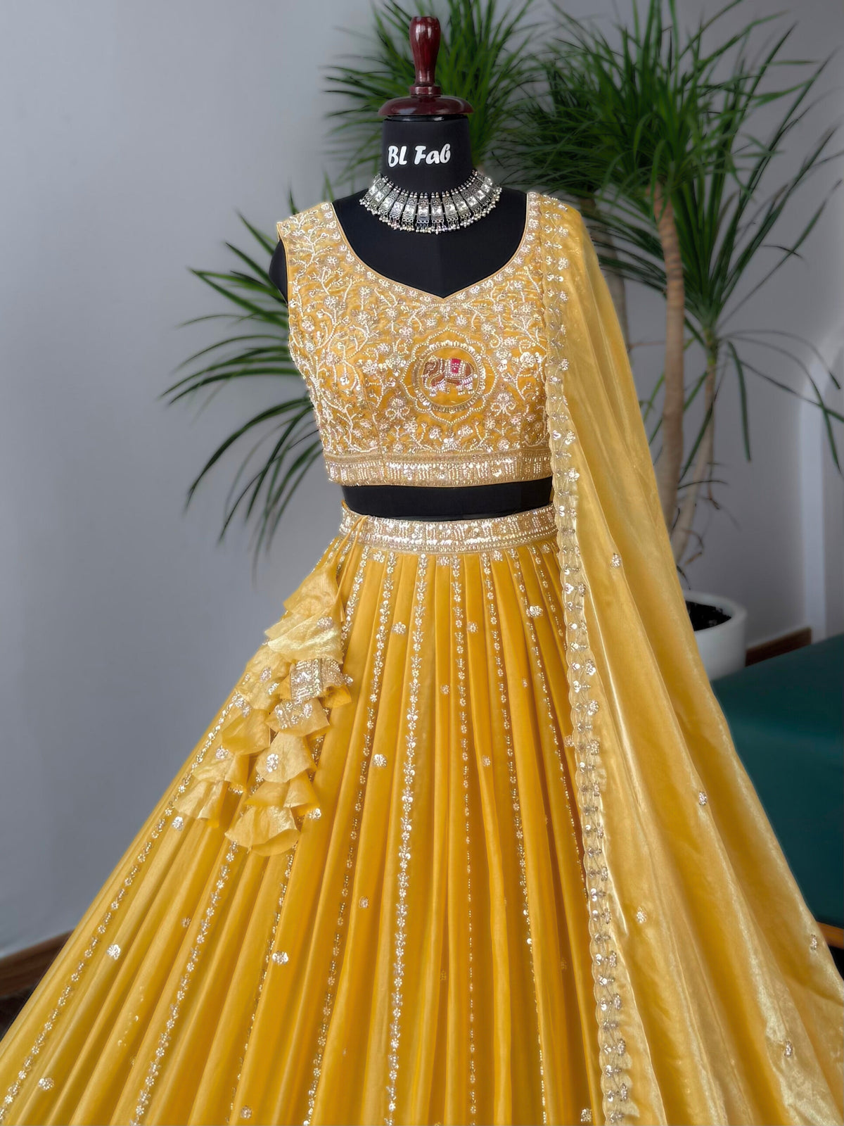 Yellow color Hand Embroidery work Designer Lehenga Choli for Wedding Function BL1621