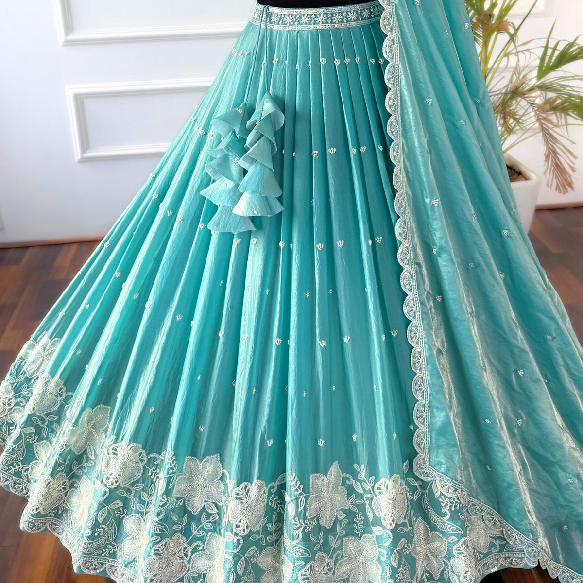 Skyblue color Hand Embroidery work Designer Lehenga Choli for Wedding Function BL1555