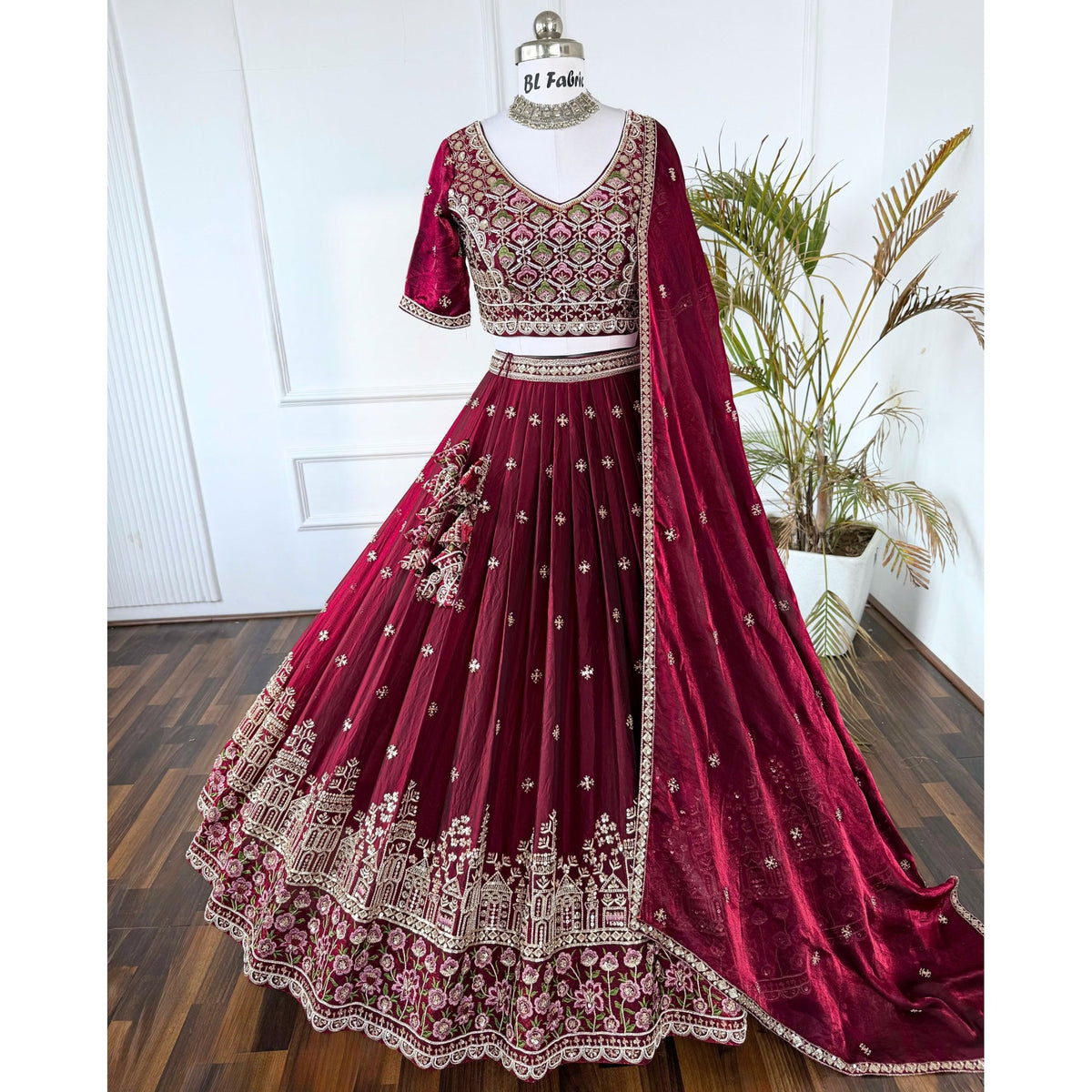 Maroon color Hand Embroidery work Designer Lehenga Choli for Wedding Function BL1558i