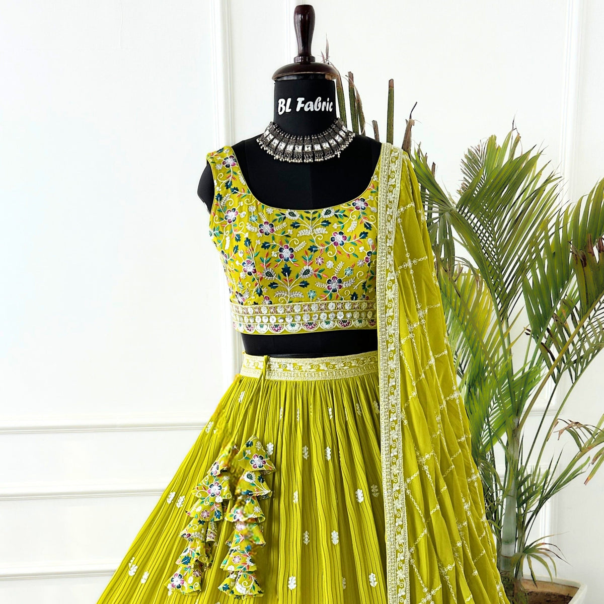Parrot Green color Embroidery & Sequence work Designer Lehenga Choli for Wedding Function BL1455