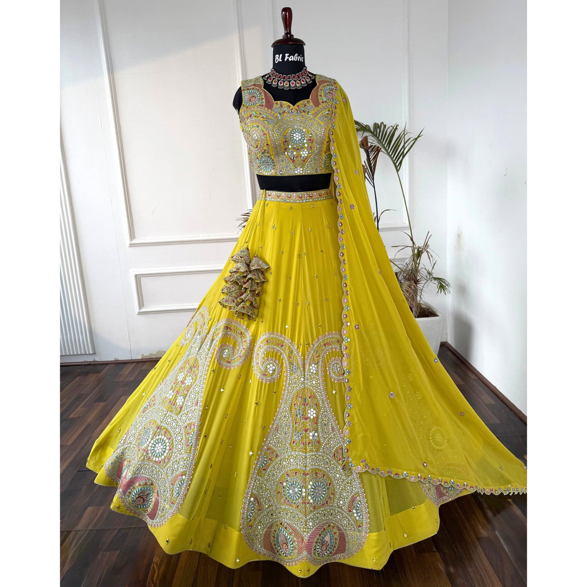 yellow color Sequence Embroidery work Designer Lehenga Choli BL1561