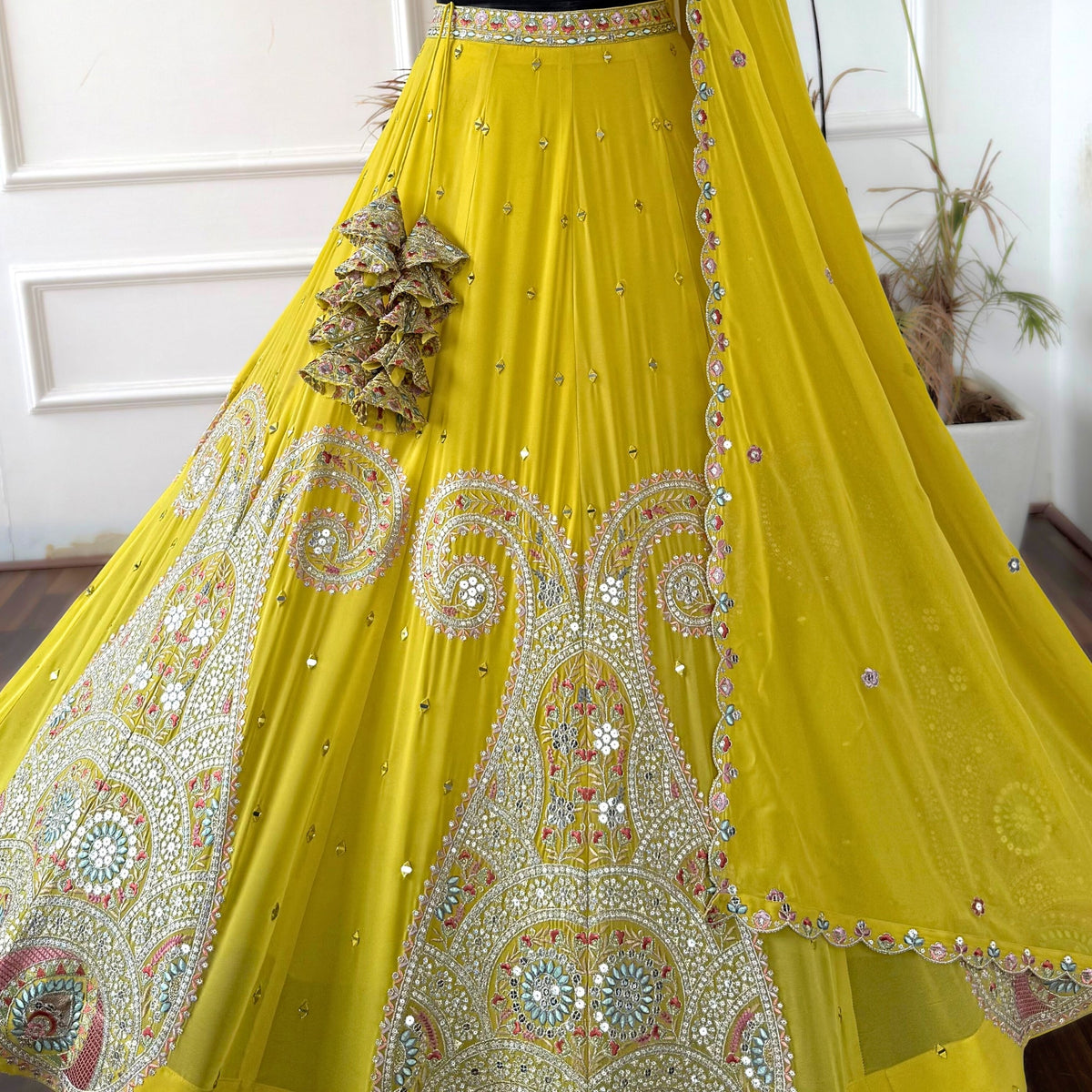yellow color Sequence Embroidery work Designer Lehenga Choli BL1561