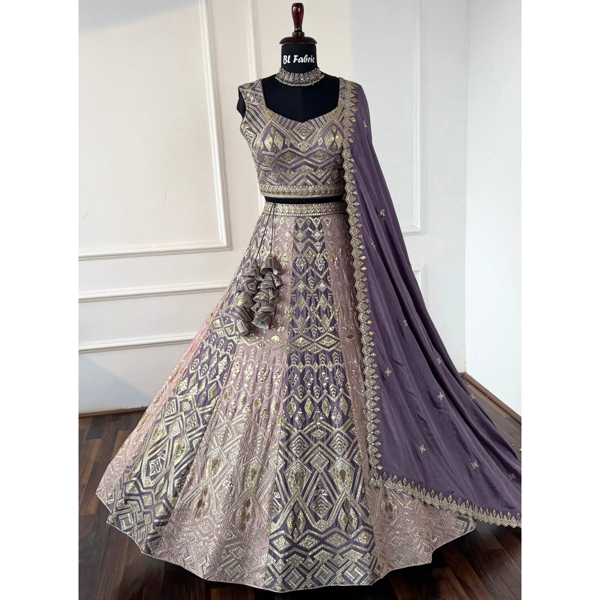 Multi color Real Mirror & Sequence Embroidery work Designer Lehenga Choli for Any Function BL1562