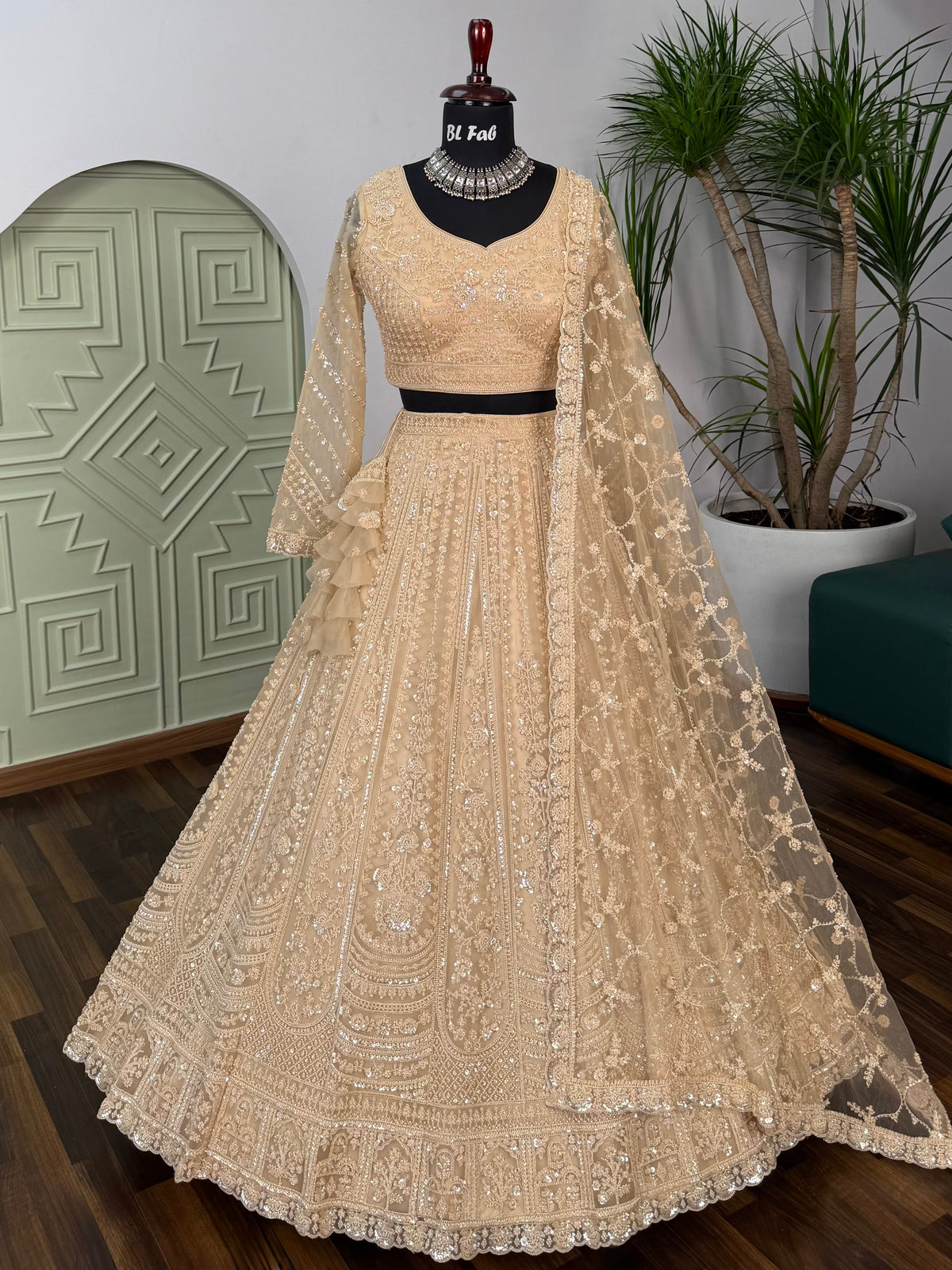 Golden color Hand Embroidery work Designer Lehenga Choli for Wedding Function BL1626