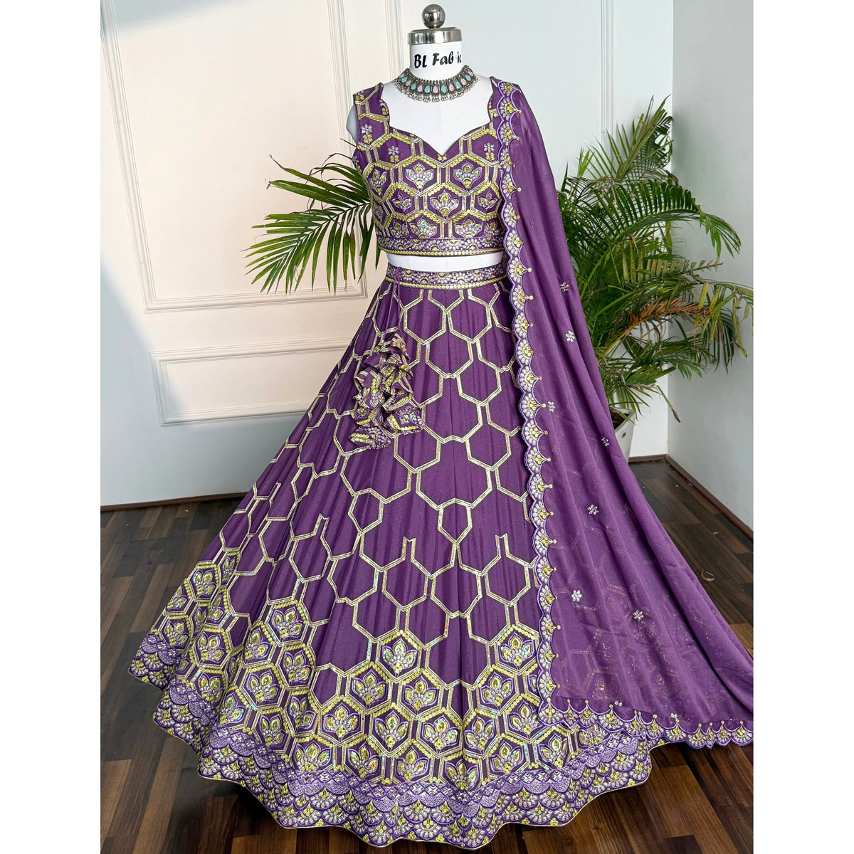 Rosy Purple color Sequence Embroidery work Designer Lehenga Choli BL1565