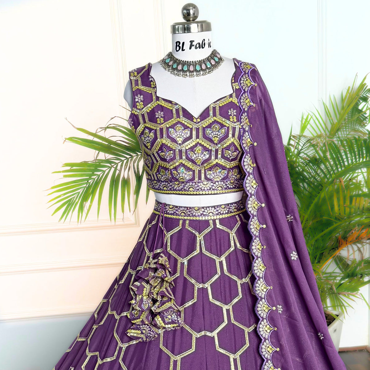 Rosy Purple color Sequence Embroidery work Designer Lehenga Choli BL1565