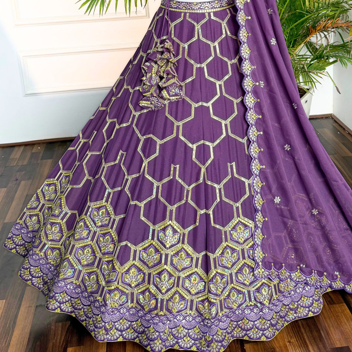 Rosy Purple color Sequence Embroidery work Designer Lehenga Choli BL1565