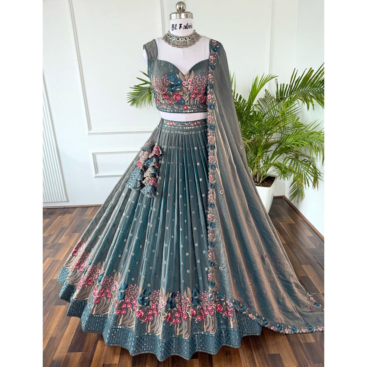 grey color Sequence Embroidery work Designer Lehenga Choli for Wedding Function BL1569