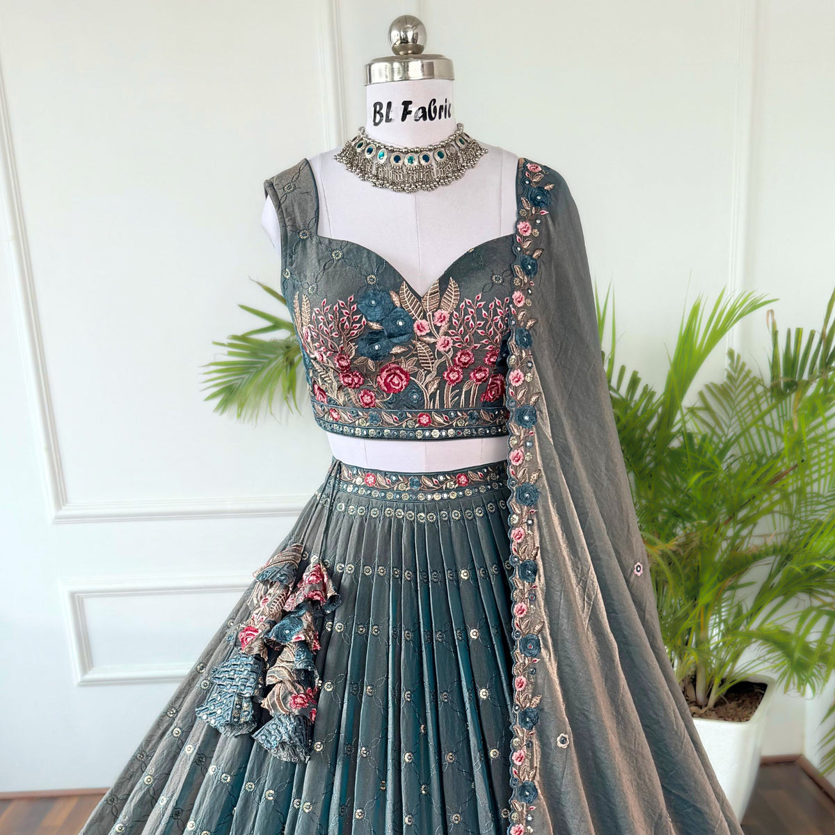 grey color Sequence Embroidery work Designer Lehenga Choli for Wedding Function BL1569