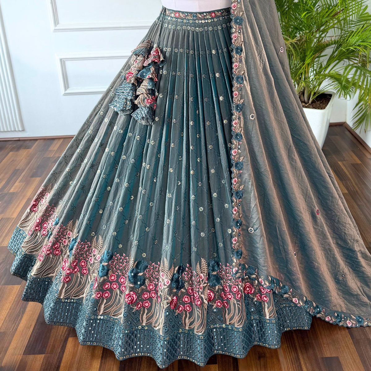 grey color Sequence Embroidery work Designer Lehenga Choli for Wedding Function BL1569