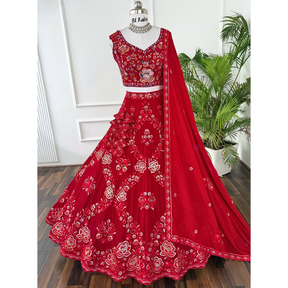 Red color Sequence Embroidery work Designer Lehenga Choli for Any Function BL1573