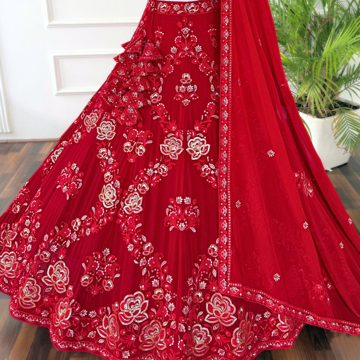 Red color Sequence Embroidery work Designer Lehenga Choli for Any Function BL1573
