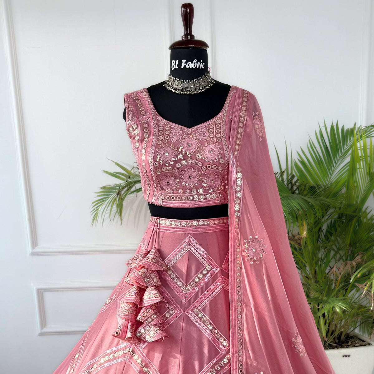 Peach color Sequence Embroidery work Designer Lehenga Choli for Wedding Function BL1576