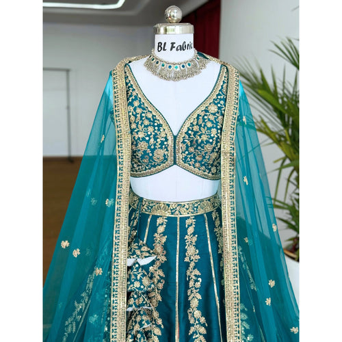 Firozi color Designer Sequence Embroidery work Lehenga choli for Wedding Function BL1578
