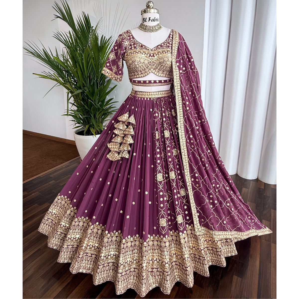 Rosy Purple color Sequence Embroidery work Designer Lehenga Choli BL1580