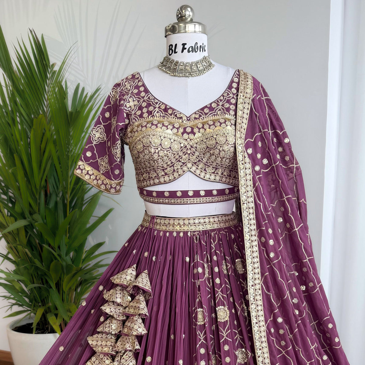 Rosy Purple color Sequence Embroidery work Designer Lehenga Choli BL1580