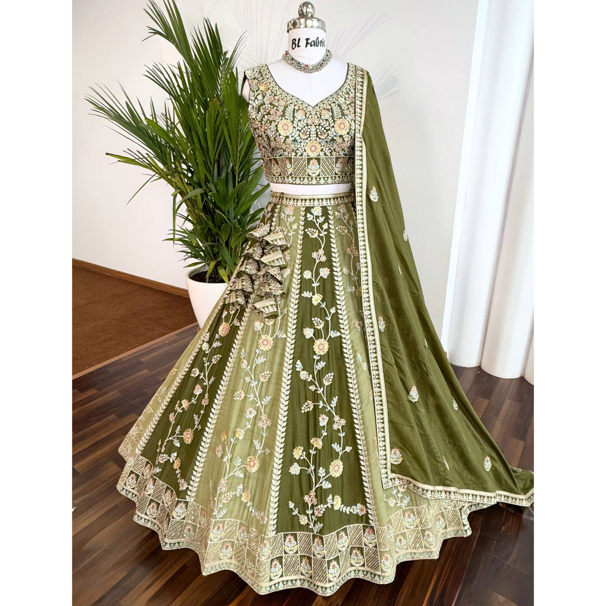 Multi color Sequence Embroidery work Designer Lehenga Choli for Any Function BL1581