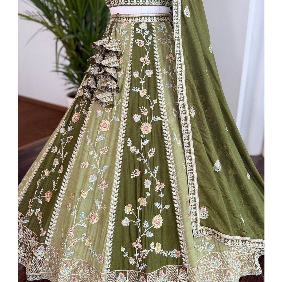 Multi color Sequence Embroidery work Designer Lehenga Choli for Any Function BL1581