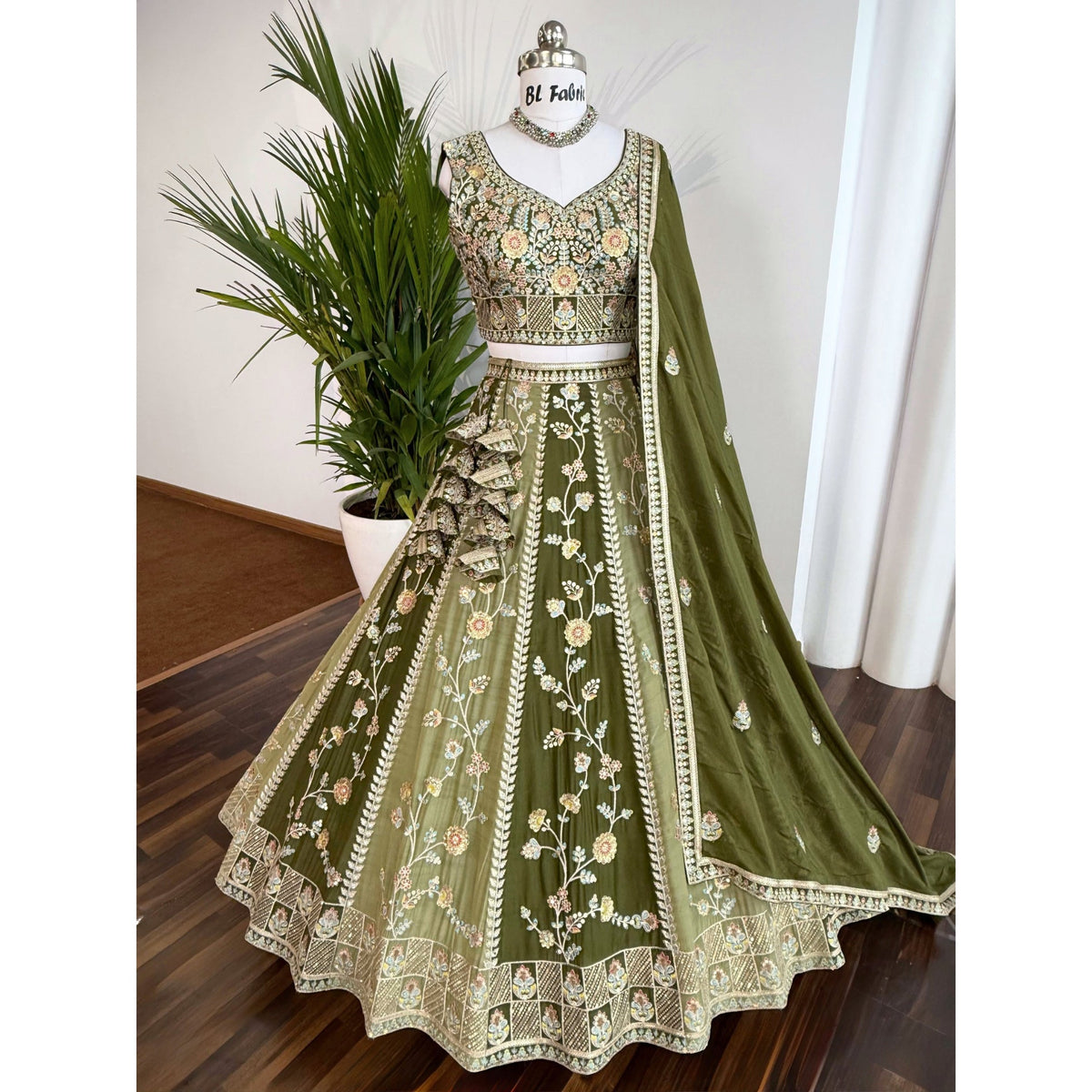 Multi color Sequence Embroidery work Designer Lehenga Choli for Any Function BL1581