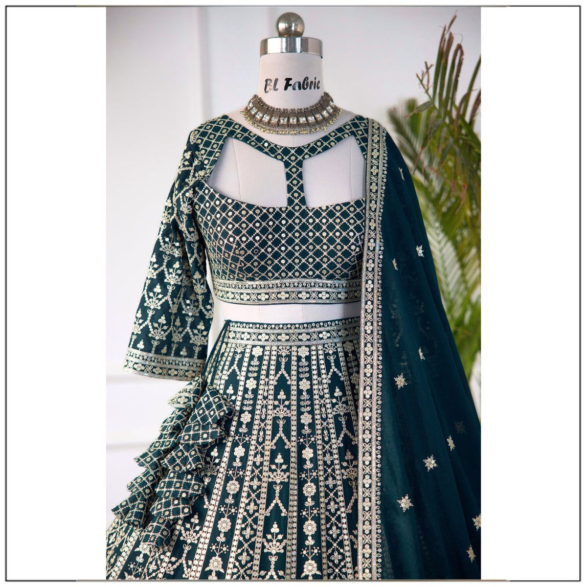 Green color Embroidery & Sequence work Designer Lehenga Choli for Wedding Function BL1457