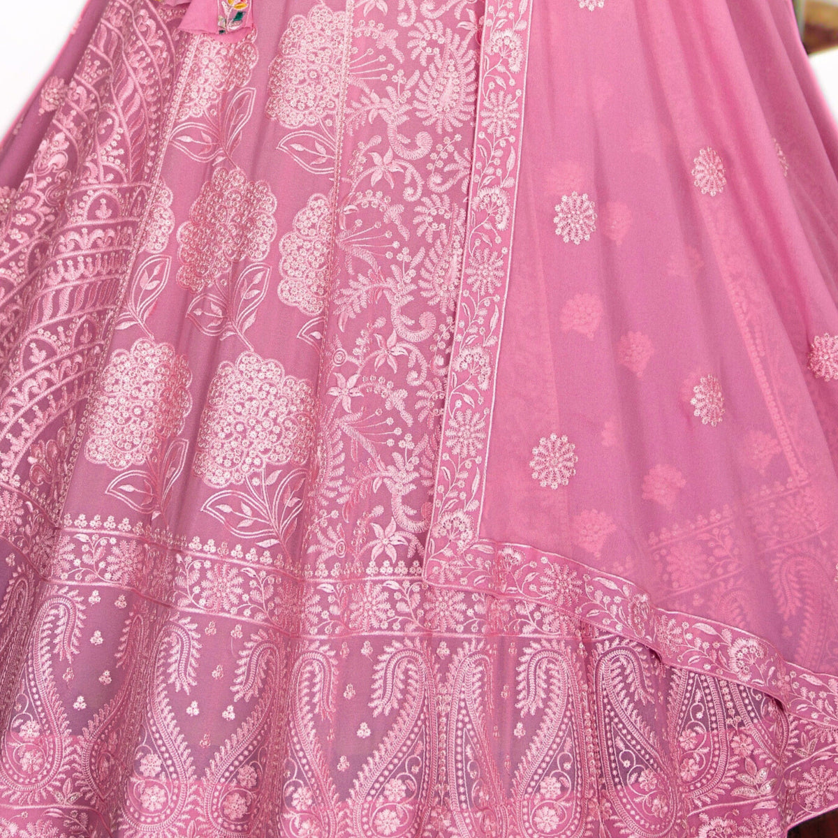 Light Pink color Real Mirror & Embroidery & Sequence work Designer Lehenga Choli for Wedding Function BL1463
