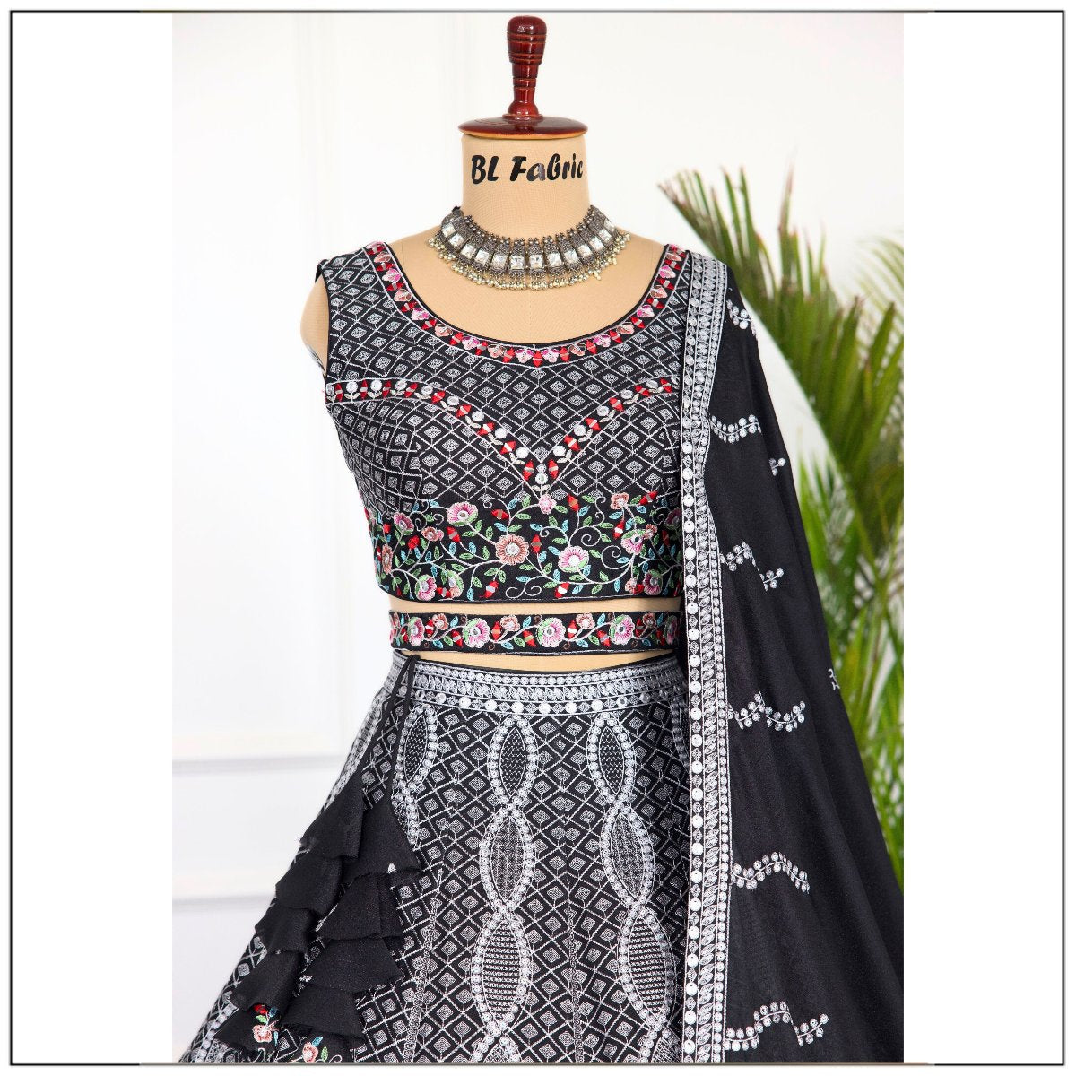 Black color Real Mirror & Embroidery & Sequence work Designer Lehenga Choli for Wedding Function BL1461