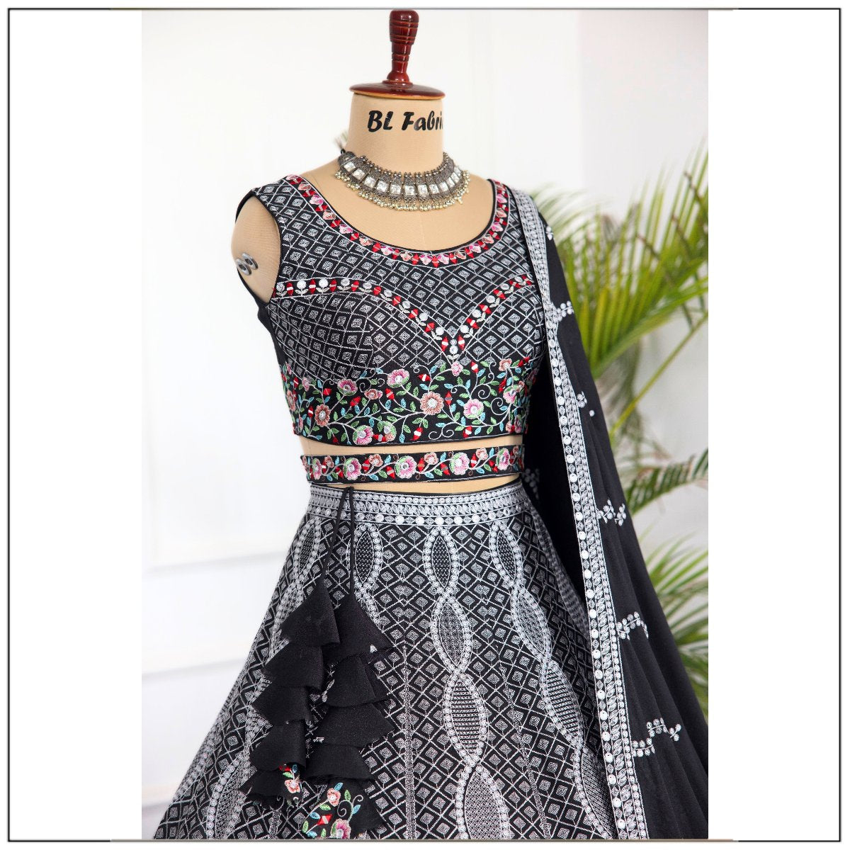 Black color Real Mirror & Embroidery & Sequence work Designer Lehenga Choli for Wedding Function BL1461