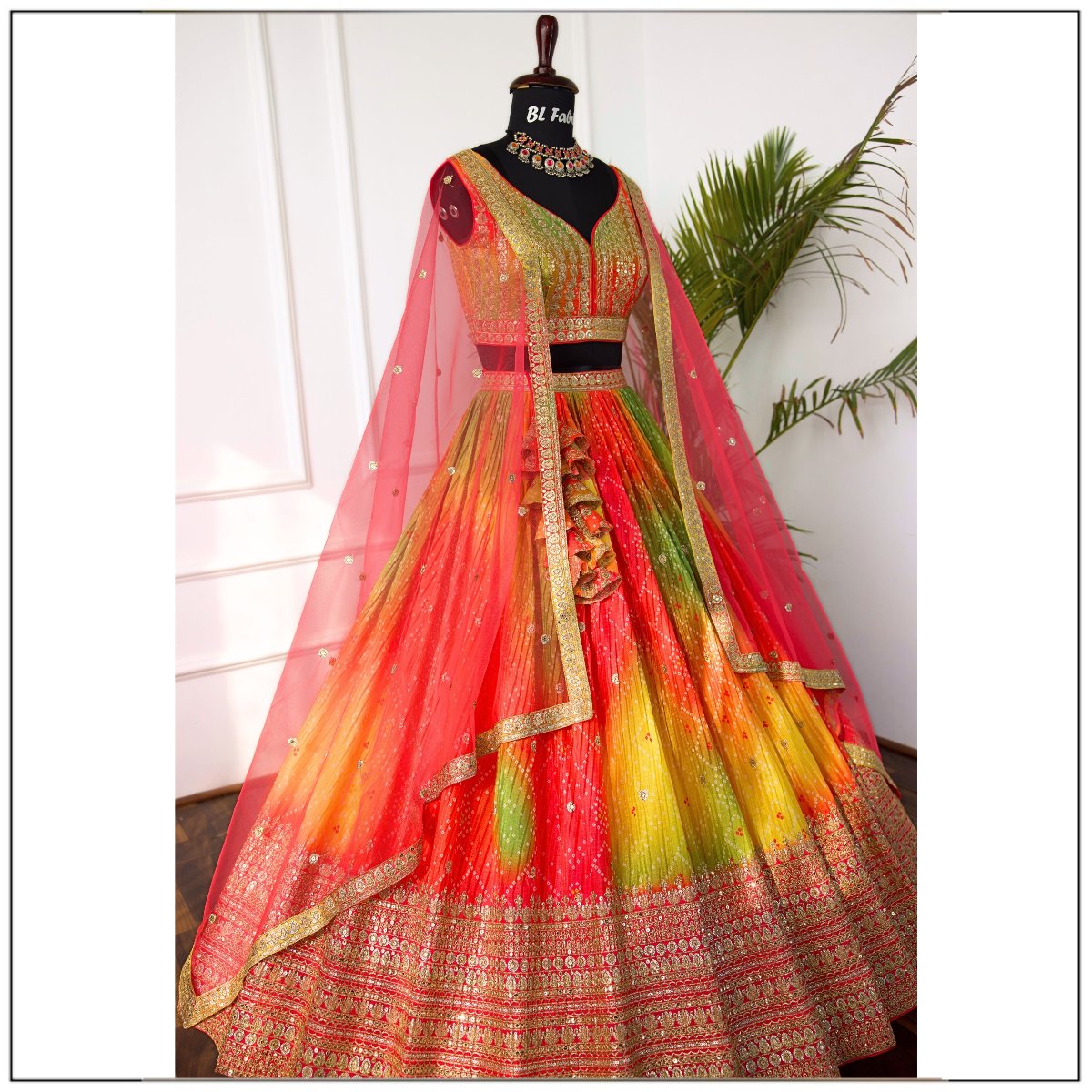 Multi color Embroidery & Sequence work Designer Lehenga Choli for Wedding Function BL1475