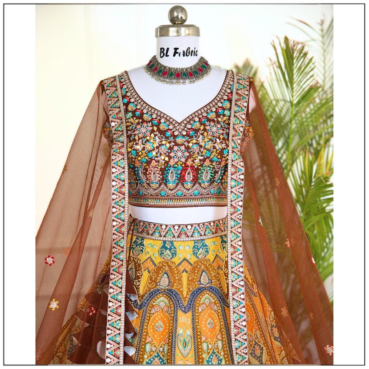 Multi color Sequence & Thread Embroidery work Designer Lehenga with Mehendi choli for Any Function BL1483_Jacard_Mehendi