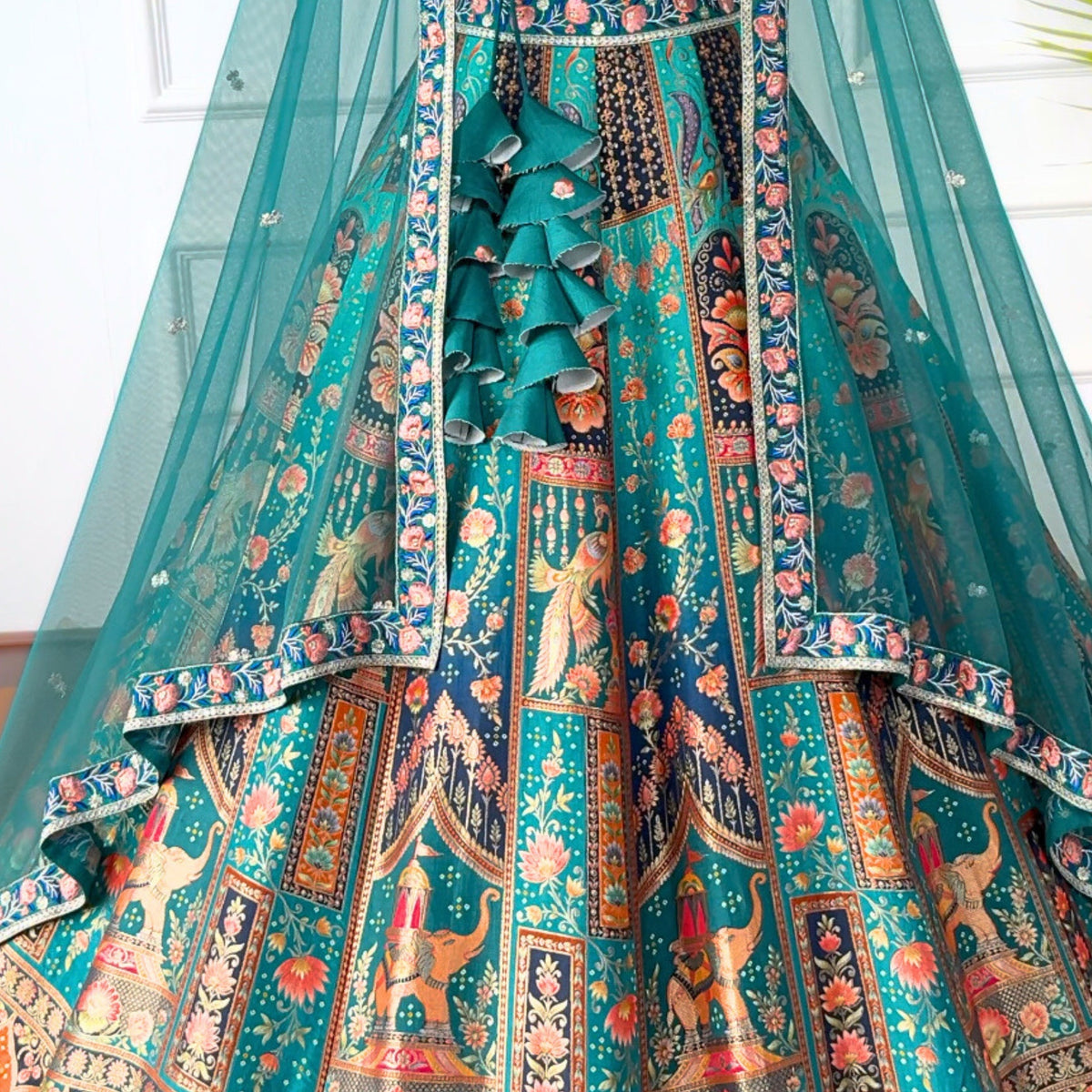 Firozi color Sequence Embroidery work Designer Lehenga with Firozi choli for Any Function BL1490_Jacard_Firozi