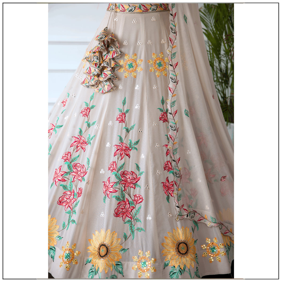 Grey color Real Mirror & Sequence Thread work Designer Wedding Lehenga Choli For Any Function BL1496