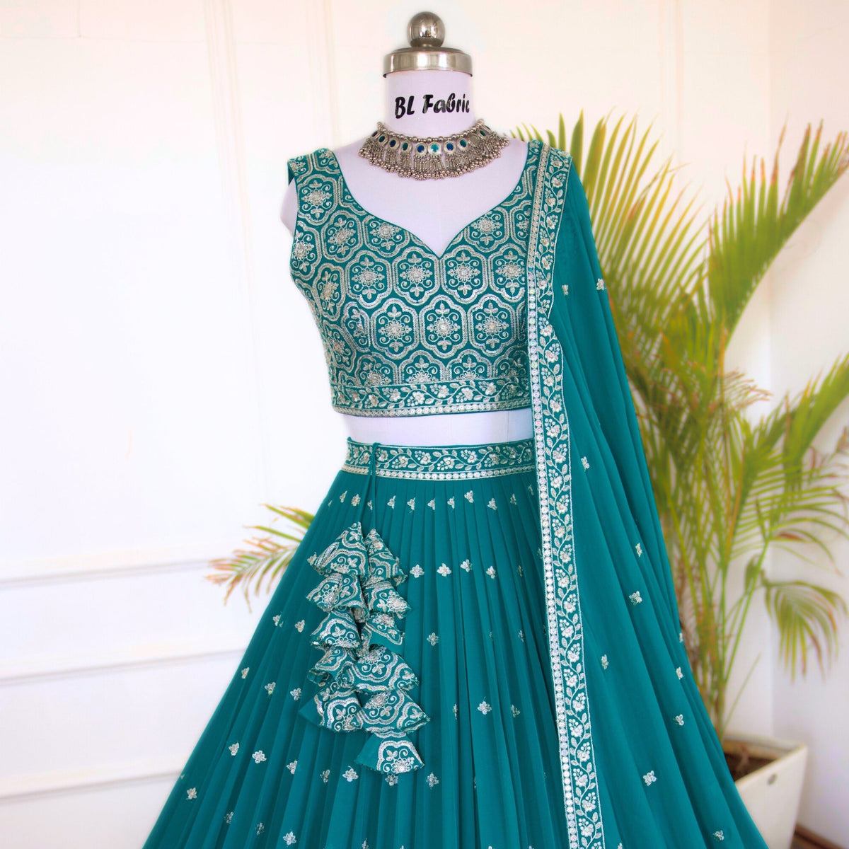 Light Green color Sequence Embroidery work Designer Lehenga Choli for Wedding Function BL1507