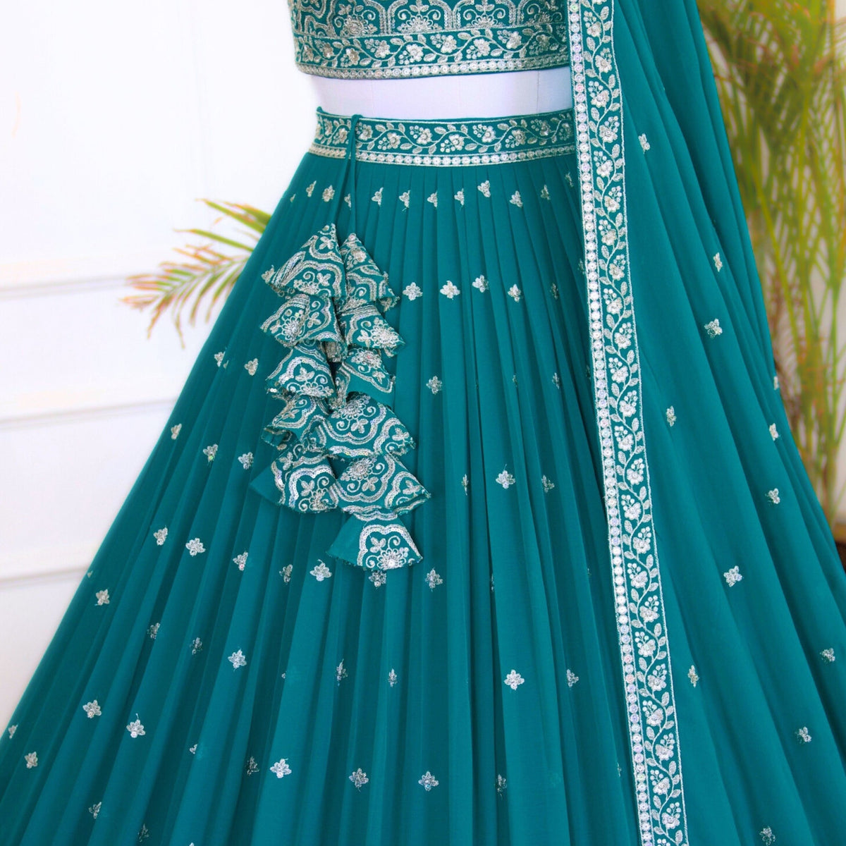 Light Green color Sequence Embroidery work Designer Lehenga Choli for Wedding Function BL1507