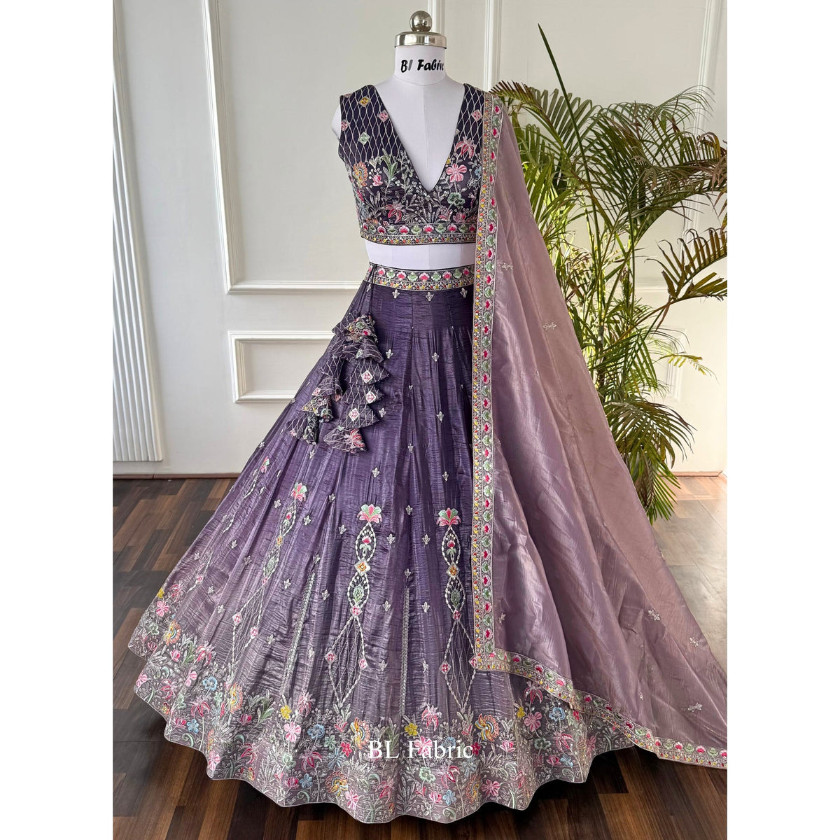 Shadding Purple color Zari Embroidery work Designer Lehenga Choli BL1529